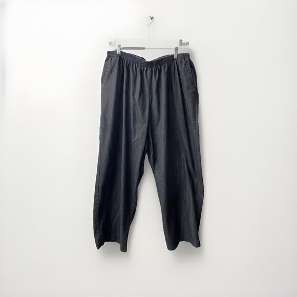 Alfred Dunner Womens Pants 22w Black Denim Pull On Cropped Ankle Slash Pockets - Picture 1 of 7